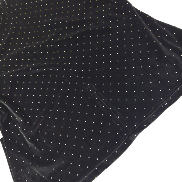 NWT Nanette Lepore Black Velvet Blouse Gold Polka Dots Mockneck Shirt SIZE LARGE - Picture 8 of 16